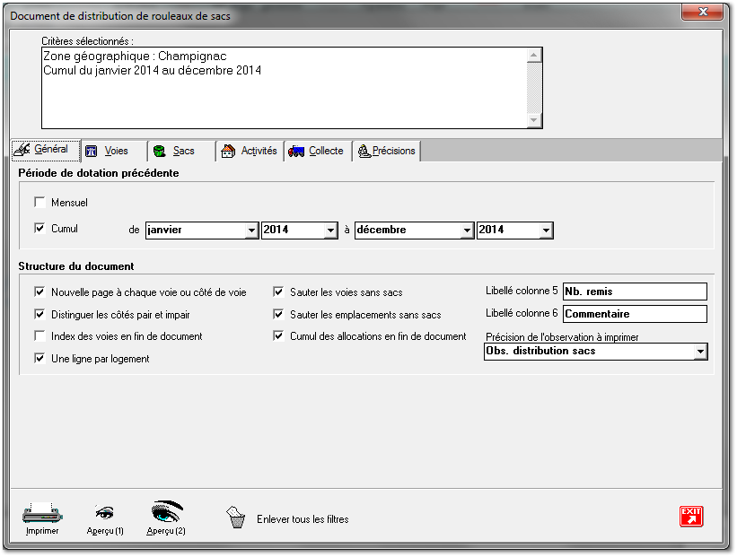 6.4.2. Document de distribution de rouleaux de sacs